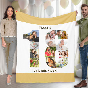 Couverture Polaire Collage photo 18e anniversaire photo de sable neut