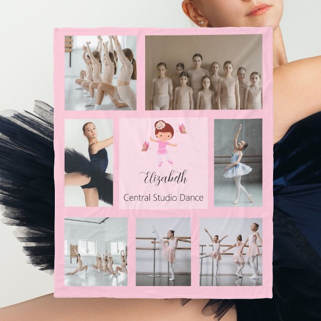 Couverture Polaire Collage photo Ballerina Butterfly (Ballerina Butterfly Photo Collage Fleece Blanket)