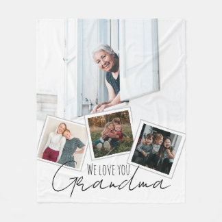 Couverture Polaire Collage photo chic J'aime grand-mère