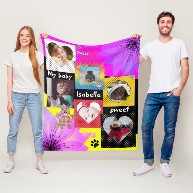 Couverture Polaire Collage photo chic, votre photo (En situation)