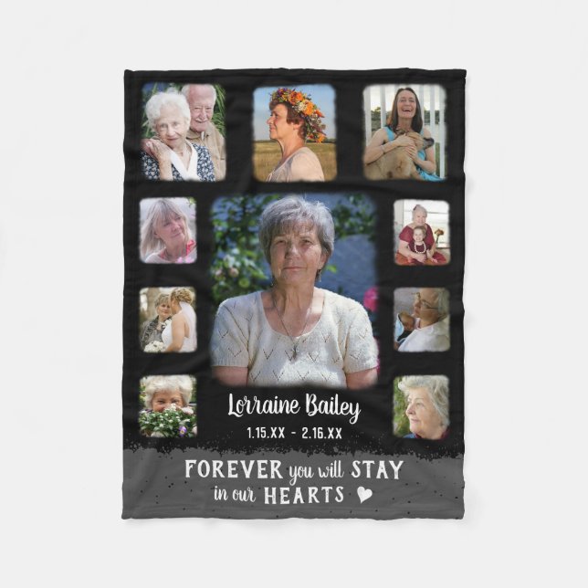 Couverture Polaire Collage photo couleur noir gris (Devant)