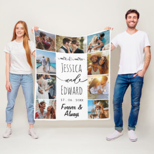 Couverture Polaire Collage photo Couple 9 Photos Pour toujours et tou