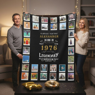 Couverture Polaire Collage photo d'anniversaire 50 ans Père Grand-pèr