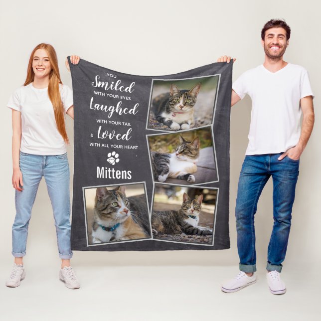 Couverture Polaire Collage photo de chat Pet Memorial (En situation)