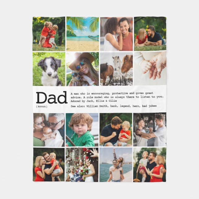 Couverture Polaire Collage photo de définition papa personnalisé (Devant)