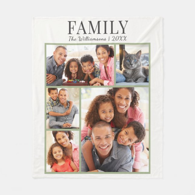 Couverture Polaire Collage photo de famille simple et moderne (Devant)
