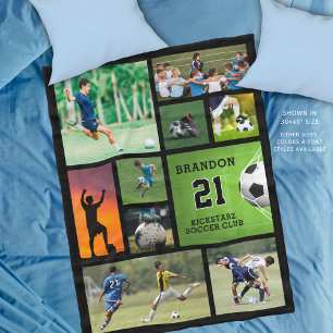 Couverture Polaire Collage photo de football de football personnalisé