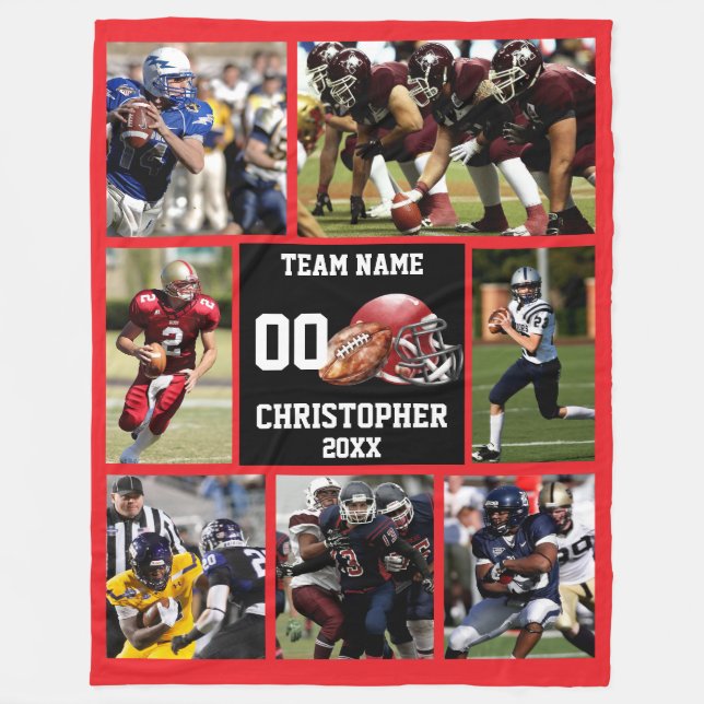 Couverture Polaire Collage photo de football personnalisé Sports (Devant)