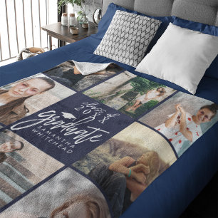 Couverture Polaire Collage photo de grade Navy Blue