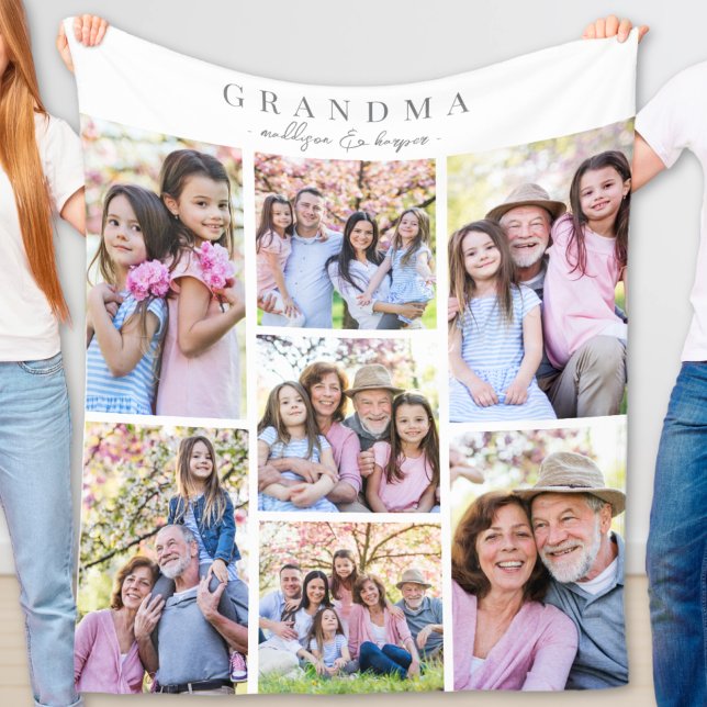 Couverture Polaire Collage photo de grand-mère (Grandma Photo Collage Fleece Blanket )