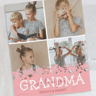 Couverture Polaire Collage photo de grand-mère personnalisé