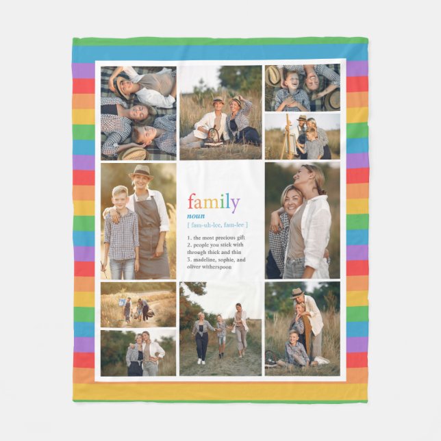 Couverture Polaire Collage photo de la définition de la famille Rainb (Devant)