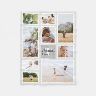 Couverture Polaire Collage photo de la famille monochrome gris modern