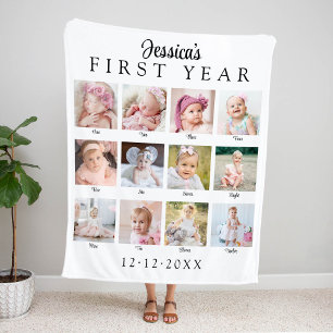 Couverture Polaire Collage photo de la première année de bébé