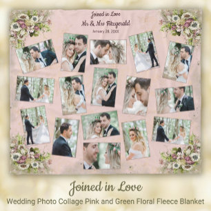 Couverture Polaire Collage photo de Mariage de Merlot rose vif