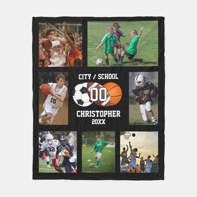 Couverture Polaire Collage photo de sport (Devant)