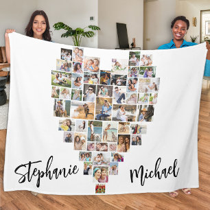 Couverture Polaire Collage photo en forme de coeur 51 images Couples