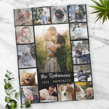 Collage Photo Famille 15 Photos + Nom Black Easy