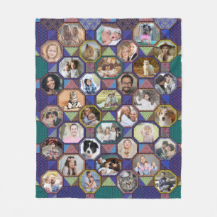 Couverture Polaire Collage Photo Famille Couette foncée Look 35 Phot
