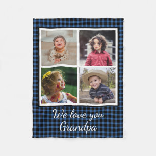 Couverture Polaire Collage photo Grand-père de Blue Buffalo Plaid