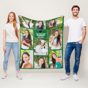 Couverture Polaire Collage photo Green Graduate Diplôme personnalisé