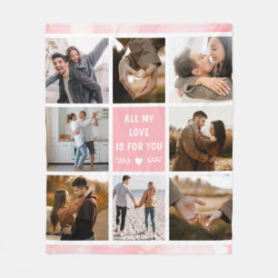 Couverture Polaire Collage photo Love Pink 8