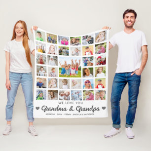 Couverture Polaire Collage photo Love You Grand-mère & Grand-père 33