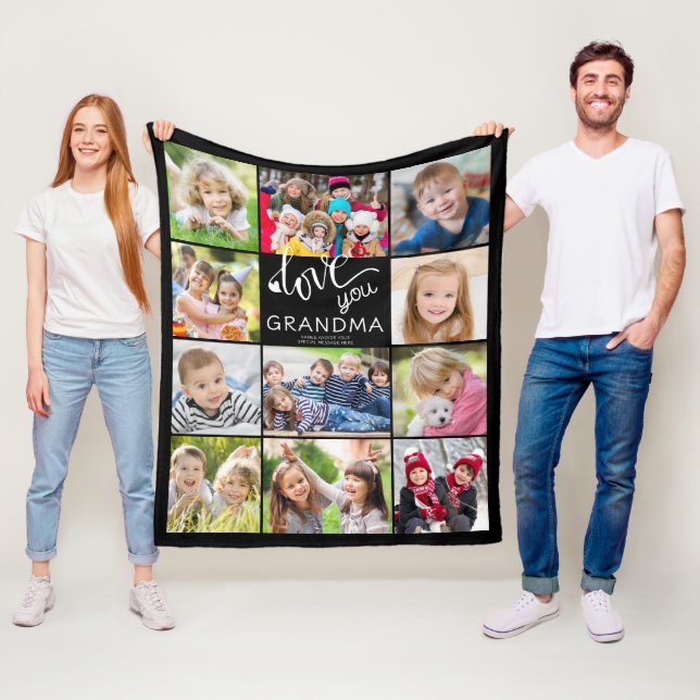 Couverture Polaire Collage photo Love You Grandma 11 Photos Personnal (En situation)