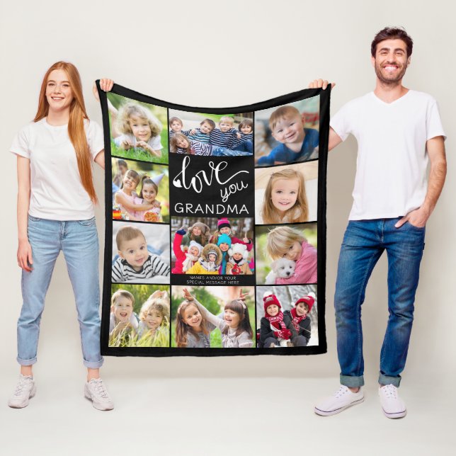 Couverture Polaire Collage photo Love You Grandma 11 Photos Personnal (En situation)