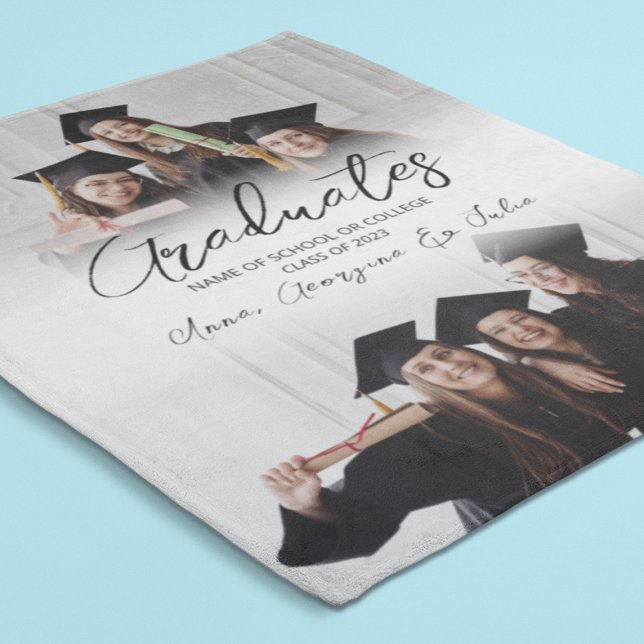 Couverture Polaire Collage photo moderne Amis Graduation (Créateur téléchargé)