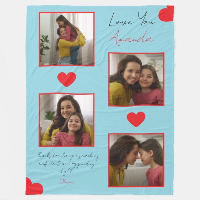 Couverture Polaire Collage photo moderne de Red Hearts (Devant)