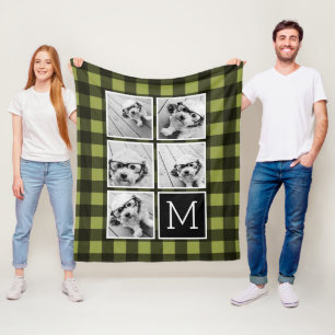 Couverture Polaire Collage photo - Monogramme Olive Black Buffalo Pla