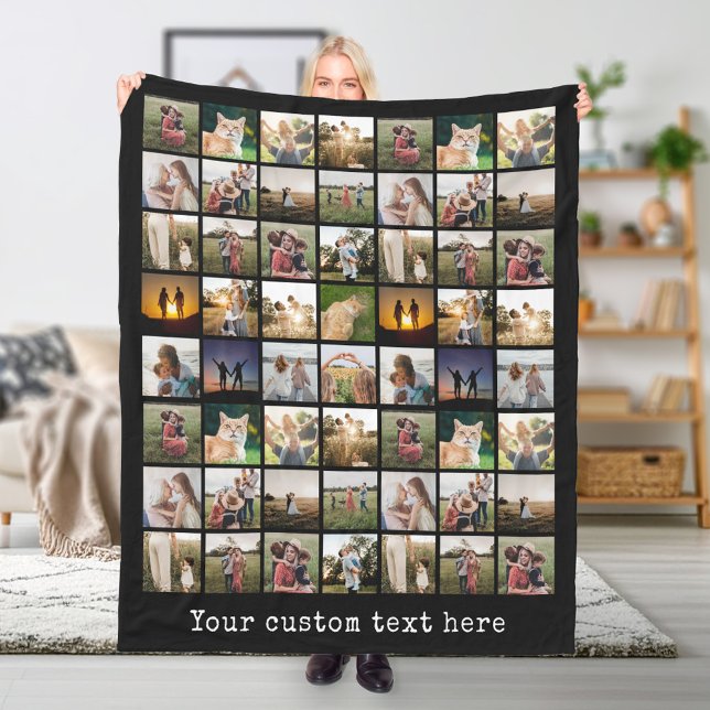 Couverture Polaire Collage photo personnalisé 56 (Personalized 56 Photo Collage Fleece Blanket)