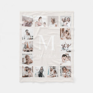 Couverture Polaire Collage photo personnalisé Beige personnalisé