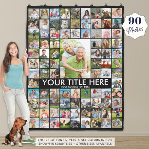 Couverture Polaire Collage photo personnalisé de 90 photos couleur pe