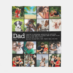 Couverture Polaire Collage photo personnalisé Définition Papa Noir