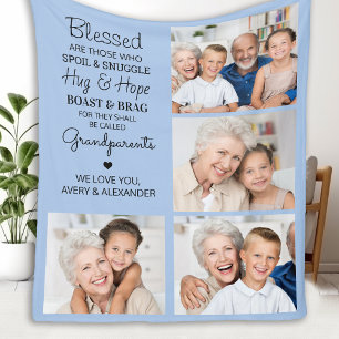 Couverture Polaire Collage photo personnalisé Grand-parents