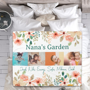 Couverture Polaire Collage photo personnalisé Jardin de Nana Grandma