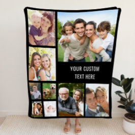 Couverture Polaire Collage photo personnalisé noir