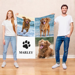 Couverture Polaire Collage photo personnalisé pour amoureux de chiens