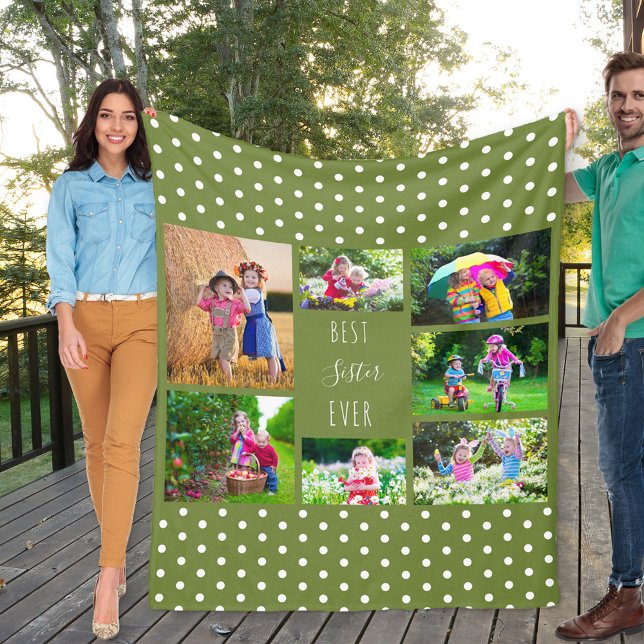 Couverture Polaire Collage photo pour la meilleure soeur jamais Olive (Créateur téléchargé)