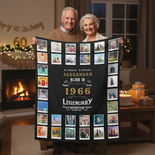 Couverture Polaire Collage photo pour les 60 ans de papa grand-père