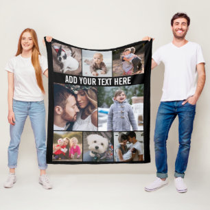Couverture Polaire Collage photo simple et moderne 8 - Texte personna