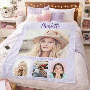 Couverture Polaire Collage photo violet lavande de filles amies