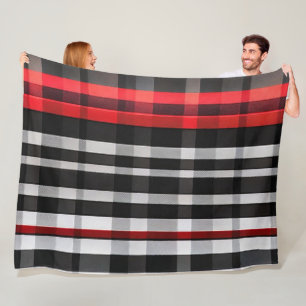 Couverture Polaire Collection Abstraite Red Black Plaid