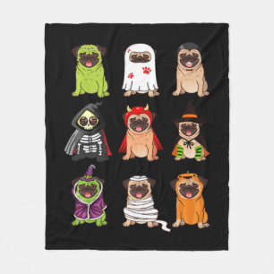 Couverture Polaire Collection de carlins Happy Pugoween Cos Éffrayant
