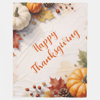 Couverture Polaire Collection Moderne de Thanksgiving en Or Automnal