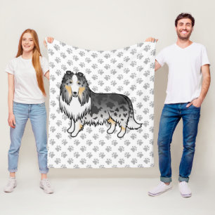 Couverture Polaire Colley Rough Blue Merle Mignon Chien de Dessin Ani