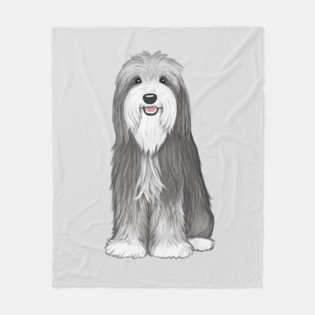 Couverture Polaire Collie hérissée | Cute Cartoon Chien Jetant une co (Devant)