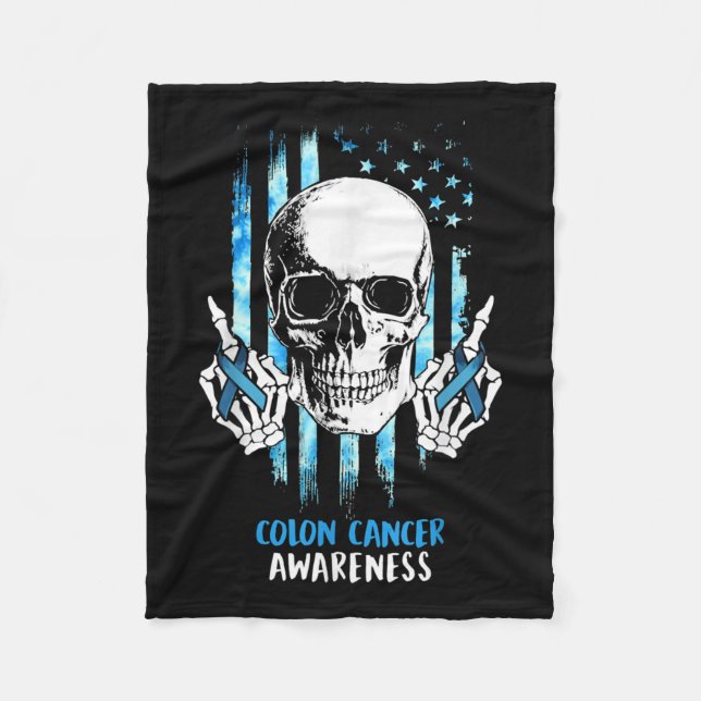 Couverture Polaire Colon Cancer Sensibilisation Cadeaux Costumes crân (Devant)